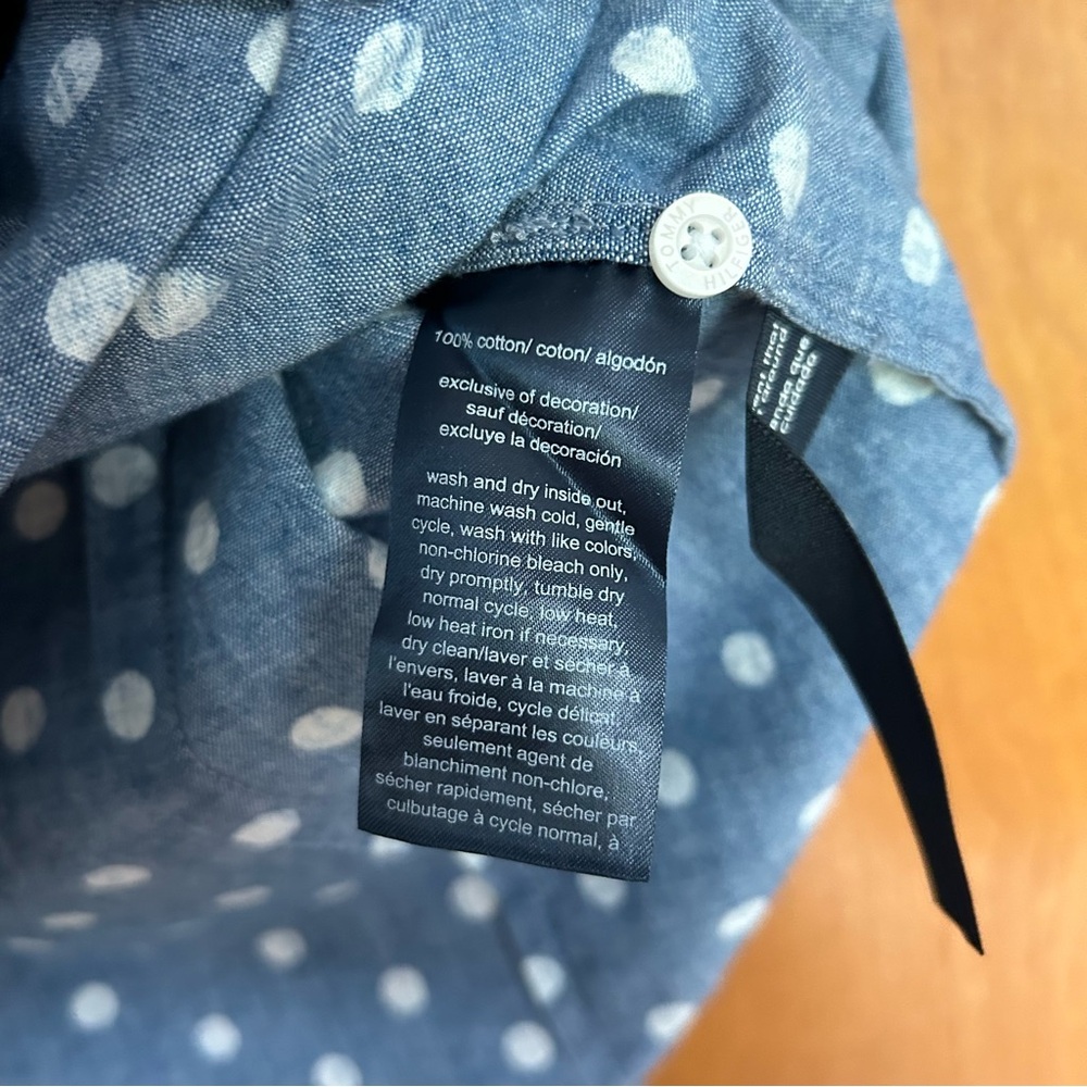 Tommy Hilfiger Polka Dot Chambray Button Up Tank Top Size Large - Picture 7 of 10